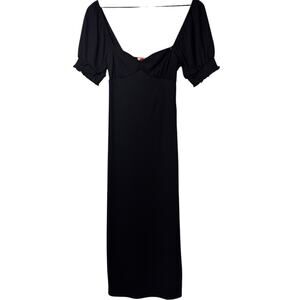 FREE PEOPLE BEACH BEL AIR PUFF SLEEVE RIBBED KNIT MIDI WOMEN DRESS SIZE XS